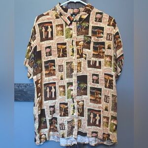 Soft, unisex button up shirt with mushrooms from Box Lunch.